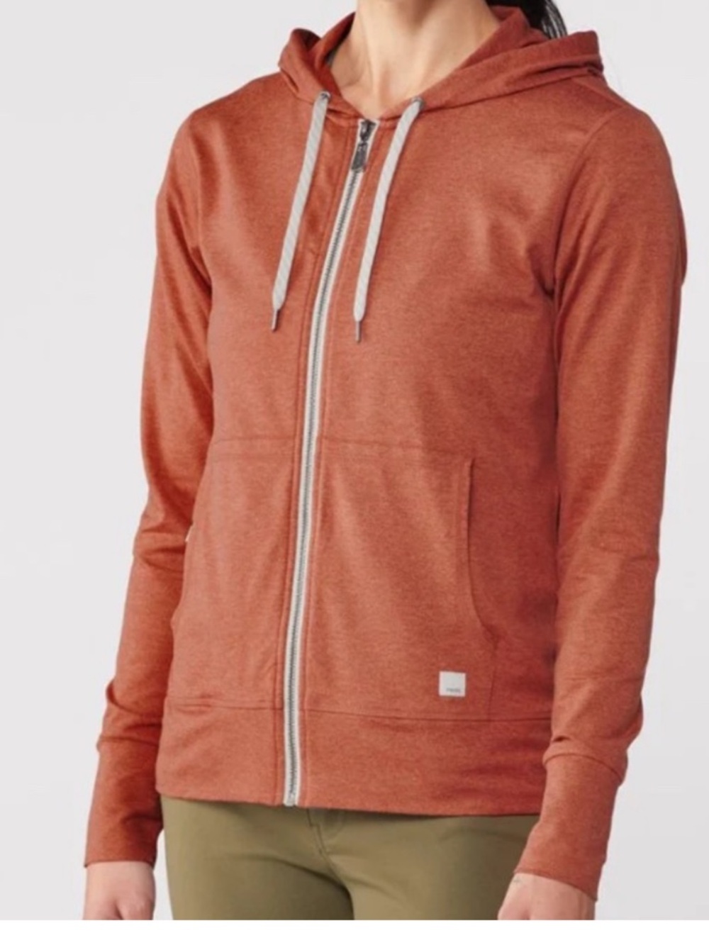 VUORI women’s halo performance 2.0 zip up Rust Orange/Heathered orange